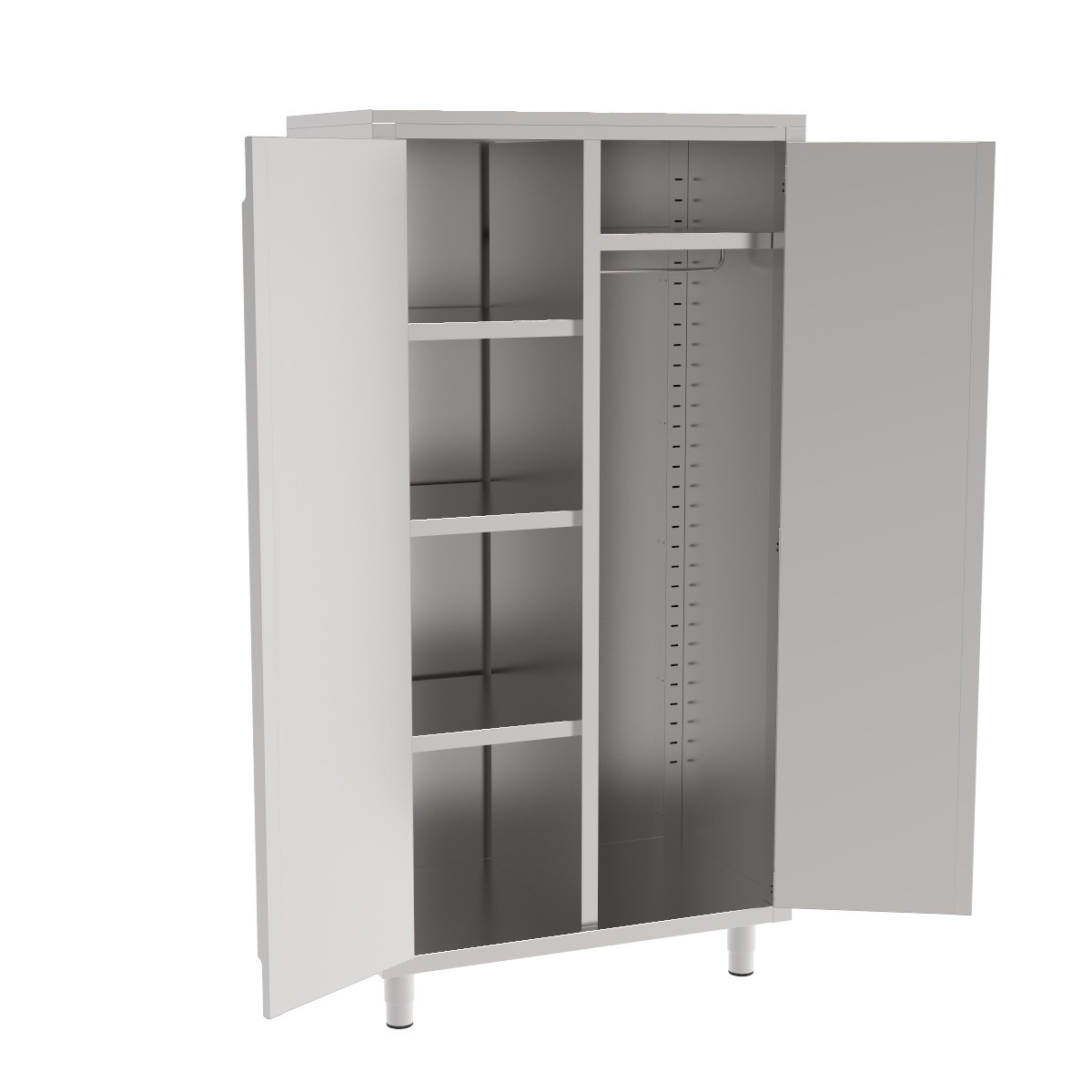 Storage Cabinet With Hinged Doors And Clothes Hanging Compartment